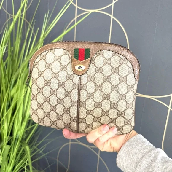 Gucci authentic brown monogram canvas crossbody bag